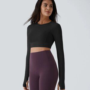NWT Halara Solid Thumb Hole Cropped Yoga Sports Top